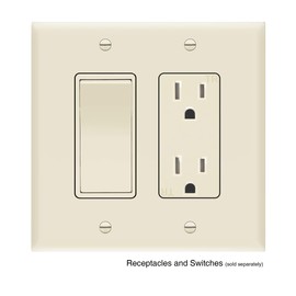 ENERLITES Decorator Light Switch or Receptacle Outlet Wall Plate, Gloss Finish, Midway Size 2-Gang 4.88" x 4.92", Unbreakable Polycarbonate Thermoplastic, UL Listed, 8832M-LA, Light Almond