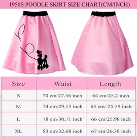 Generic 7 Pcs 1950s Poodle Skirt Costume Outfit for Women 50s Accessories Set Dresses Bandana Eyeglass Gloves Belt Headband Earring, Large, Pink