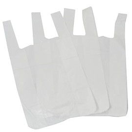100 Small White Plastic Polythene Vest Style Carrier Bags - Size 10 x 15 x 18" Shopping Gift Boutique Supermarket Cash N Carry Market Stall