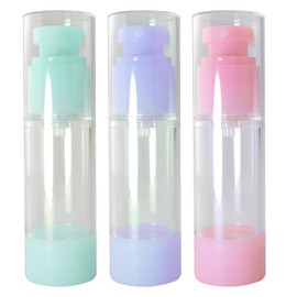 MEETOOT 3PCS 1oz/30ml Vacuum Dispenser Bottle Reusable Leak Proof Travel Pump Bottle Toiletries Cosmetics Skincare Container Small Hand Sanitizer Dispenser Bottle