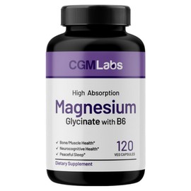 CGM Labs Magnesium Glycinate +B6 120 Veggie Capsules, 4 Count, 60 Servings / CGM Labs 마그네슘 글리시네이트 +B6 120 베지 캡슐, 4개, 60회분