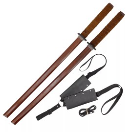 Armory Replicas TRAINING SAMURAI WOODEN SWORD SHEESHAM WOOD BOKKEN MARTIAL ART TRAINING PRACTICE - 2 pc Bokken Double Shoulder Strap