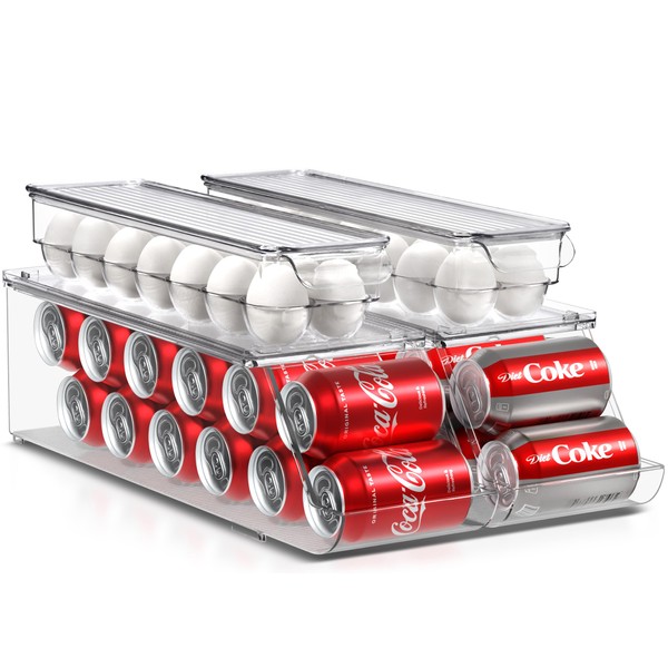 Sorbus Soda Can Organizer for Refrigerator & Egg Holder for