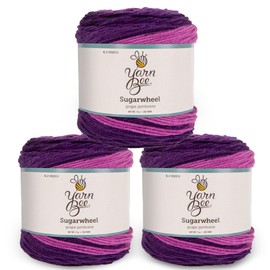 Yarn Bee Medium Yarn for Crocheting & Knitting – Soft Yarn Skein – 355 Yards of 100% Acrylic Yarn for Crocheting Blankets, Hats, & More – DIY Handcrafting Accessories-Grape Jamboree - Set of 3