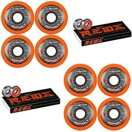 Labeda Asphalt Inline Roller Hockey Wheels 68mm Orange 85A 8-Pack Bones Reds