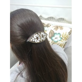 Natural Wood Pearl Fancy Hairpin-Mirror Beauty set for girls-Mother of pearl inlaid hand work-Clip hairpin for women-Makeup Mirror-Bag mirror Handmade 100% (Only hairpin)