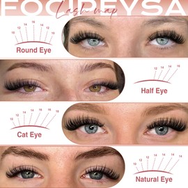 Focipeysa Fluffy Lash Clusters Kit D Curl Lashes Extensions Thick Volume Eyelash Clusters DIY Eyelash Extension with Lash Glue Lash Bond and Seal 10-16mm Fluffy Cluster Eyelash Extension DIY Lashes