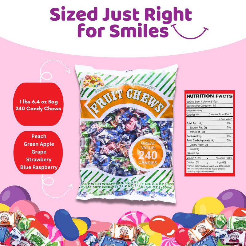 Albert's Fruit Chews - Assorted Flavors (240 Candies)