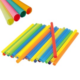 9" Wide Mouth Milkshake/Smoothie Straws/Assorted Neon Colors - Pack of 105ct (105)
