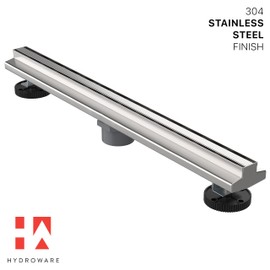 Hydroware Slot Linear Shower Drain - Stainless Steel Rectangular Shower Floor Drain with Removable Patterned Grate, Hair Strainer, Threaded Adapter - Brushed Silver (24 Inches)