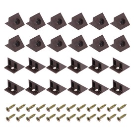 uxcell 120Pcs 90 Degree Plastic Corner Braces, 14x13x9mm Nylon Shelf Right Angle Brackets with Screws for Cabinets, Cupboards (Brown)