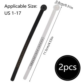WLLHYF Ring Sizer Measuring Tool 2pcs Black White Reusable Finger USA Size Gauge Plastic Measuring Tool with Magnifier for Jewelry Size