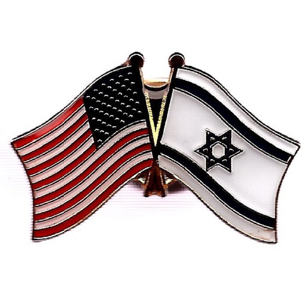 PACK of 3 Israel & US Crossed Double Flag Lapel Pins, Israeli & American Friendship Pin Badge