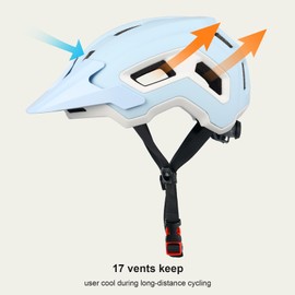 OUWOR Bike Helmet for Adult, Lightweight MTB Helmet with Adjustable Visor for Mountain/Road Cycling, 2 Sizes for Men Women (Blue)