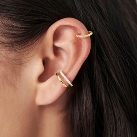 Orejas doradas no perforadas para mujer, plata de ley, con circonitas cúbicas de moda, aretes de cartílago, joyería de regalo, Latón, Circonia cúbica