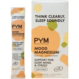 PYM Mood Magnesium Powder Packets - 10 Servings of Magnesium Glycinate, L-Threonate & Malate for Stress Relief & Mood Support Supplement