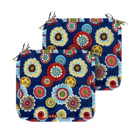 Magpie Fabrics Indoor Outdoor Patio Replacement Cushion Cover with Ties 2 Pack, Loveseat Chair Couch Slipcover Water Repellent UV Resistant Decor for Home Garden(Heronsbill Navy, 20x18x4 Inch)