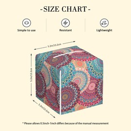 POIUBLE Tissue Box Holder Vintage Mandala Flower Tissue Box Cover Square Leather Tissue Holder Organizer Portable Decorative Facial Paper Case for Home Office Bathroom Vanity Countertop