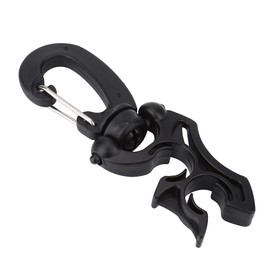 Keenso 1Pc Diving Hose Clip, Diving Hose Clip Holder,Outdoor Scuba Diving Hose Holder with Clip, Double BCD Hose Clip with Snap Hook Buckle(Black)