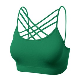 brasier deportivo para mujer con tirantes cruzados, bandeau sin aros, sin tirantes, verde, (102-kelly Green), G-EG