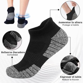 VIDA4U 7 Pares Calcetines de Hombre, Calcetas de Algodón Transpirables y Antiderrapantes, Tines Deportivas, Gym, Running, Escalada y Baloncesto (Negro)