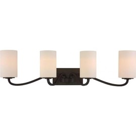 Nuvo Lighting 60/5971 Willow 4 Light 100W A19 max. Medium Base Vanity and Wall with White Glass, Aged Bronze
