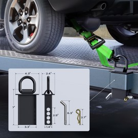 Trekassy Car Tie Down Straps for Trailers with Stake Pocket D Ring, Trailer Ratchet Straps for Car Truck, UTV & More, 10,000lbs Break Strength (Green)