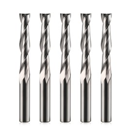 5 Pieces Spiral Up Router Bit Set 6mm Shank 6mm Cutting Diameter 32mm Cutting Length Carbide CNC Router Bit for Woodworking, Tenon Hole, Groove Engraving and Engraving