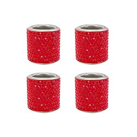 4 Pcs Car Headrest Headrest Collars Rings Personality Bling Rhinestone Car Seat Headrest Car Interior Decoration Accessories Red