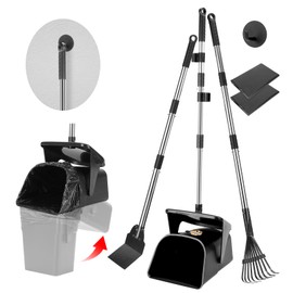 YGNNXRN Pooper Scooper Large Swivel Bin & Rake & Spade with 20 Waste Bags and 1 Hook, 39.3" Long Handle Metal Dog Pooper Scooper for Yard, Easy to Clean Pet Waste Use on Grass, Dirt, Gravel or Flats