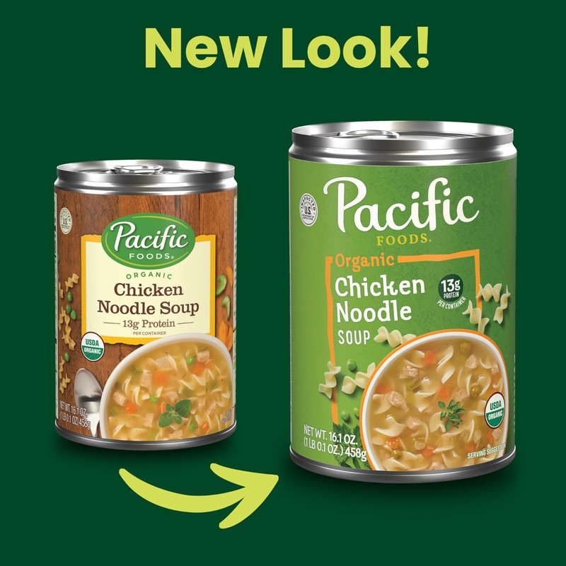 Pacific Foods Organic Chicken Noodle Soup, 16.1 oz Can (Pack