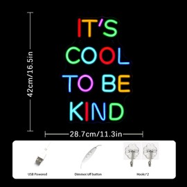 It's Cool To Be Kind Neon Sign Colorful Letter Neon Signs for Wall Decor Dimmable Student Neon Lights for Classroom Decor Positive Classroom Education Gifts