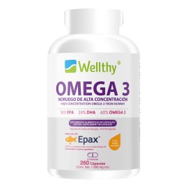 Omega 3 260 cápsulas Wellthy sin sabor