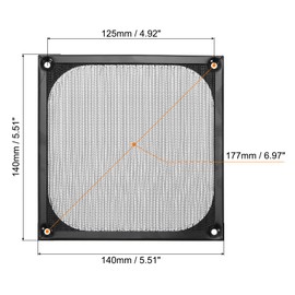 PATIKIL 140mm Computer Fan Filter Grill with Screws, 4 Pack Aluminum Frame with Stainless Steel Mesh Dustproof Case Cover for Computer, Ventilator, Black