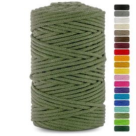 Netuno 1x Macrame Yarn, Khaki, 5 mm 100 m Cotton Cord with Cotton Core, Textile Yarn, Cord Bundle, Natural Cotton Yarn for Macramé, Bag Yarn, Decorative Cord, Braided Cord, Weaving Yarn