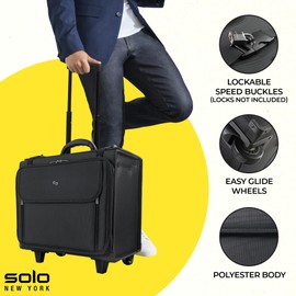 Solo New York Rolling Catalog Case with Wheels - Roller Laptop Bag, Wheeled Briefcase for Women & Men, Carry On Size for Travel, Litigation Bag for Lawyers, Fits 17.3" Computer - Morgan, Black