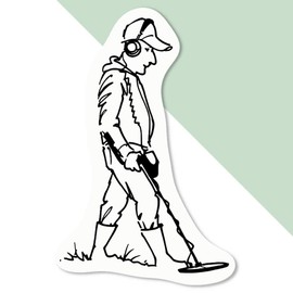 4 x Small 50mm 'Metal Detector Man' Permanent Sticker Decals for Cars/Windows/Bins/Walls etc (DW00034685)