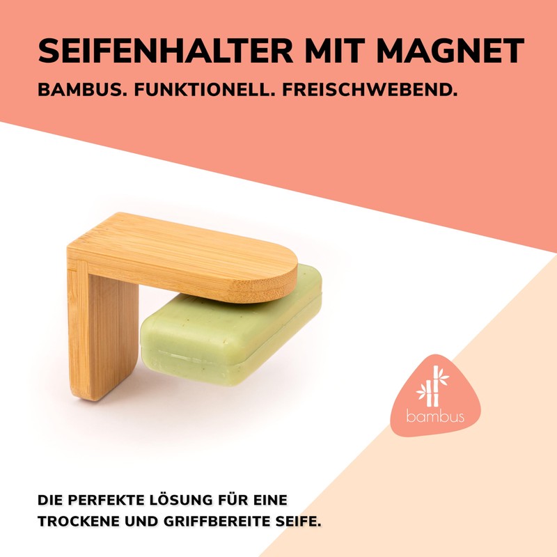 bremermann Bamboo Magnetic Soap Holder - Free Hanging Soap Through