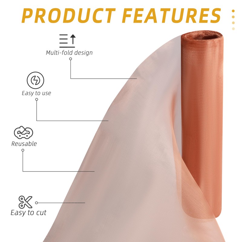 JAVOUKA Copper Mesh Screen 40-Mesh 12 in x 20ft,Pure Copper