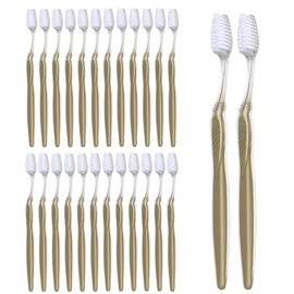 ZSYAYUNA 100 Pack Golden Handle Toothbrushes, Bulk Toothbrush Individually Wrapped, Disposable Travel Toothbrushes 100 Pcs Golden