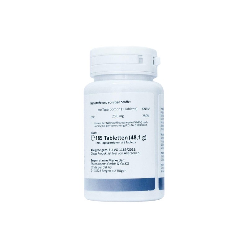 Zinc Tablets - 185 Pieces in a Yearly Supply. 25
