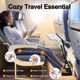 Airplane Foot Hammock Adjustable Foot Rest Hammock,MATT SAGA Foot Hammock for Travel Essentials,by Thicked Memory Cotton Filling with Support Plates,Ideal for Resting Your Leg on Long Walks (Large)