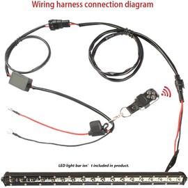 Somaer 2-in-1 Wireless Remote Control and Wiring Harness Kit for LED Light Bars,2-Lead (16AWG) - LED Light Bar Not Included
