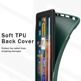 Famavala Case Cover for 8" Fire HD 8 Tablet (12th/10th Generation, 2024/2022/2020 Release), with Auto Wake/Sleep, Soft TPU Slim Cover Compatible with LG V6 /TCL A7 Wireless Charging Pads (Emerald)