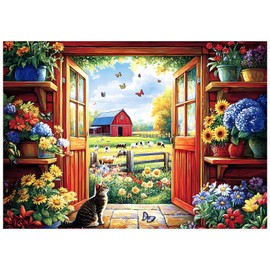 Jeaiciro 100 Piece Puzzles for Kids Ages 5-8 & 8-10, Flower House Farm Jigsaw Puzzle, Large Piece Puzzles for Seniors & Adults, Educational Toy for Boys and Girls Family Fun Gift Set for Child