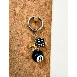 HenSan Creative Dice Keychain,Number 8 Ball Keychain,Car Key Ring Decoration Black Billiard Key Chains(Blackish Green)