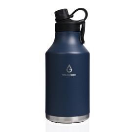 VOLCAROCK Insulated Water Bottle with Straw Lid Dustproof, 64 Oz Double Wall Stainless Steel Water Bottle for Hot and Cold Beverages, Leafproof BPA Free and Dishwasher Safe-64 Oz Navy Blue