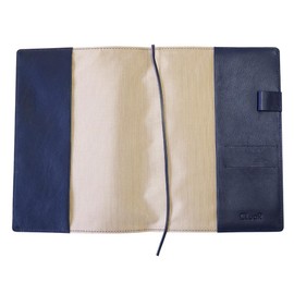(Sealal) Notebook Cover A5 Size, Soft, No Belt, Notebook Cover, Genuine Leather, Leather (04. Ash Gray x Navy)