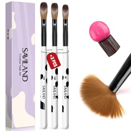 Saviland 3pcs Acrylic Nail Brush Set, Size 8/10/14 Nail Art Brush 3A+ Superior Nylon Bristle Brushes for Acrylic Application, Nail Brush with Black & White Handle for Beginner & Professional