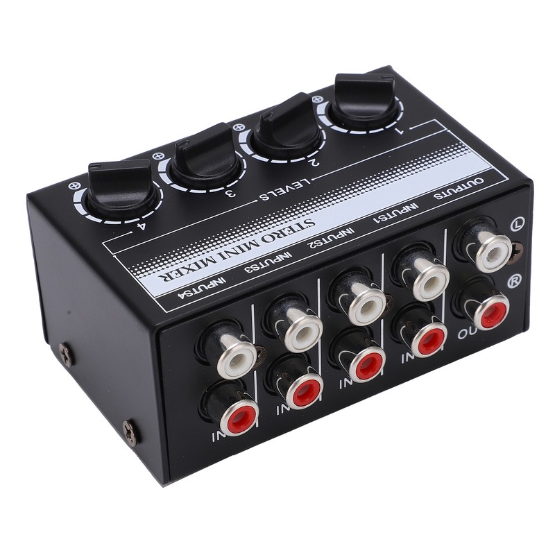 Stereo Mini Mixer Passive Audio Signal Controller 4 Channel Hub
